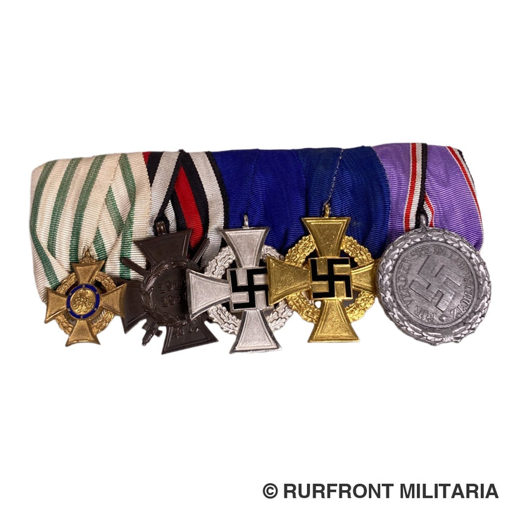 5-Delige Duitse Ordensspange Wo1 Veteraan Luftschutz