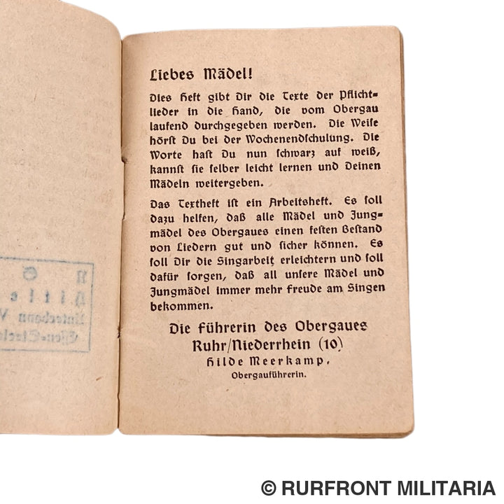 Bdm Papierset Mädelschaftsführerin Margarete Dahlbeck