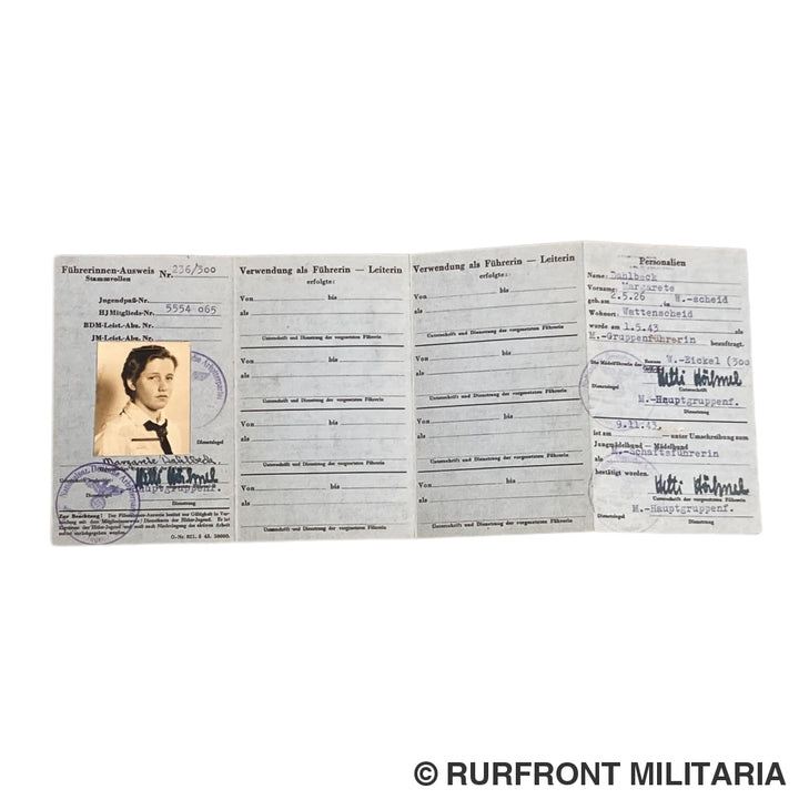 Bdm Papierset Mädelschaftsführerin Margarete Dahlbeck
