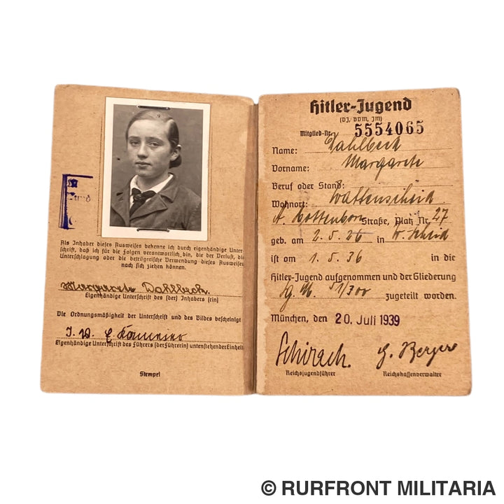 Bdm Papierset Mädelschaftsführerin Margarete Dahlbeck