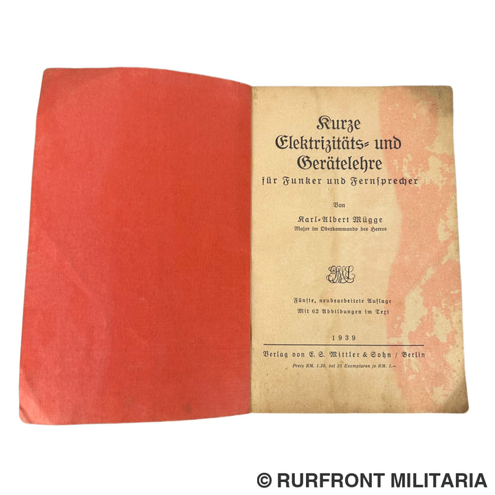 Boek Kurze Elektrizitäts und gerätelehre für Funker und Fernsprecher 1939