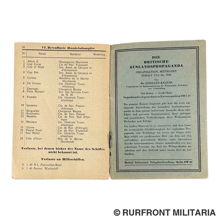 Boekje die Flotten von England und Frankreich 1940