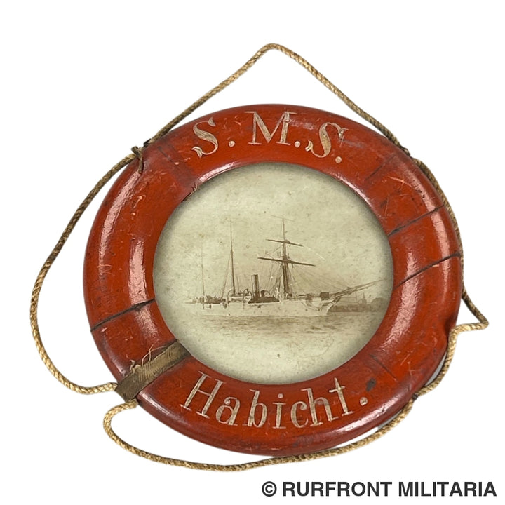 Duits Pre- Wo1 Fotolijstje Reddingsboei S.m.s Habicht.
