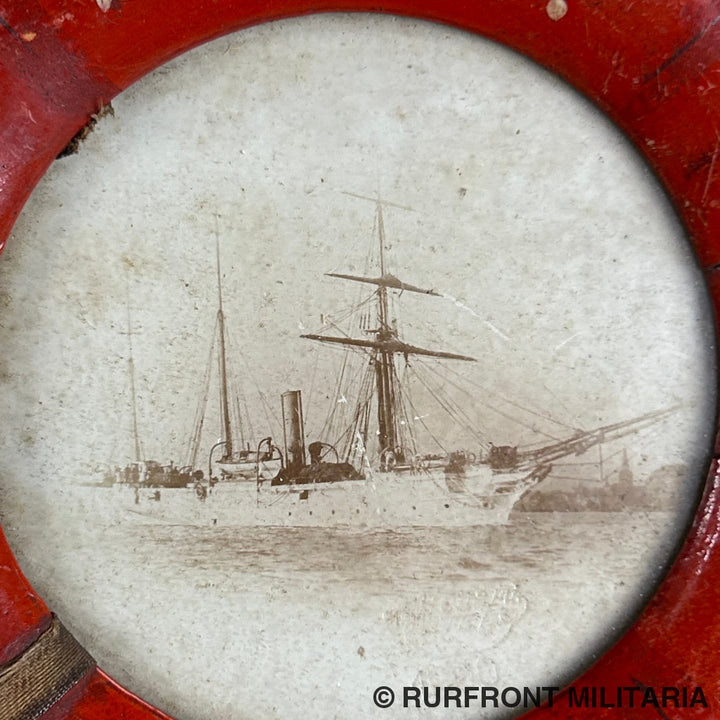 Duits Pre- Wo1 Fotolijstje Reddingsboei S.m.s Habicht.