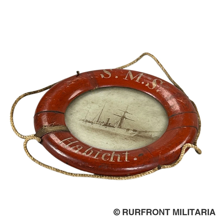 Duits Pre- Wo1 Fotolijstje Reddingsboei S.m.s Habicht.