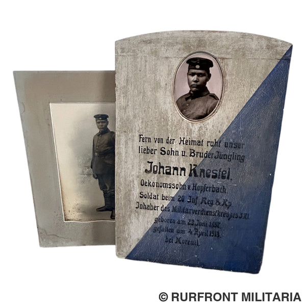 Duits Wo1 Herdenkingsbord Met Foto Duits Wo1 Herdenkingsbord Met Foto