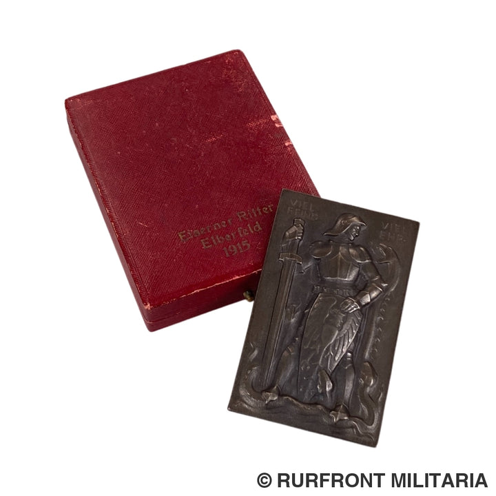 Duitse Wo1 Penning In Etui Eiserner Ritter Elberfeld 1915