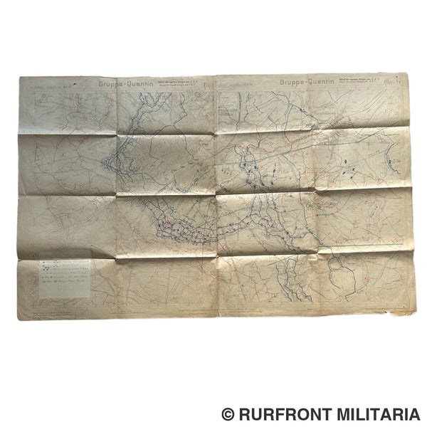 Duitse Wo1 Stelling En Loopgraaf Kaart Saint-Quintin France 1917 Duitse Wo1 Stelling En Loopgraaf Kaart Saint-Quintin France 1917