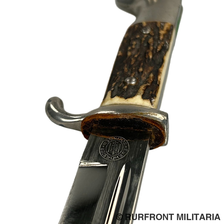 K98 Extraseitengewehr/Dress Bayonet Met Hirschhorngriffschalen Hörster Korte Variant Frog.