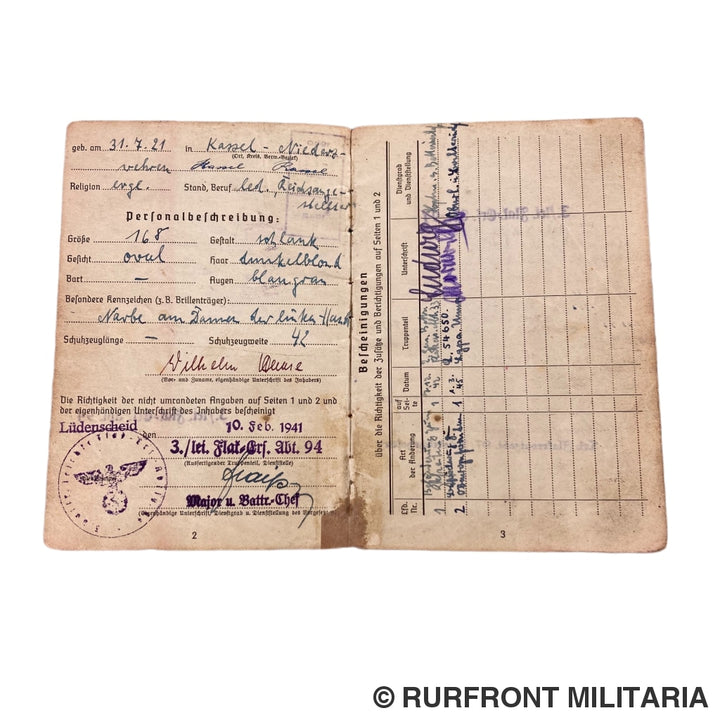 Luftwaffe Soldbuch Kanonier Wilhelm Haase