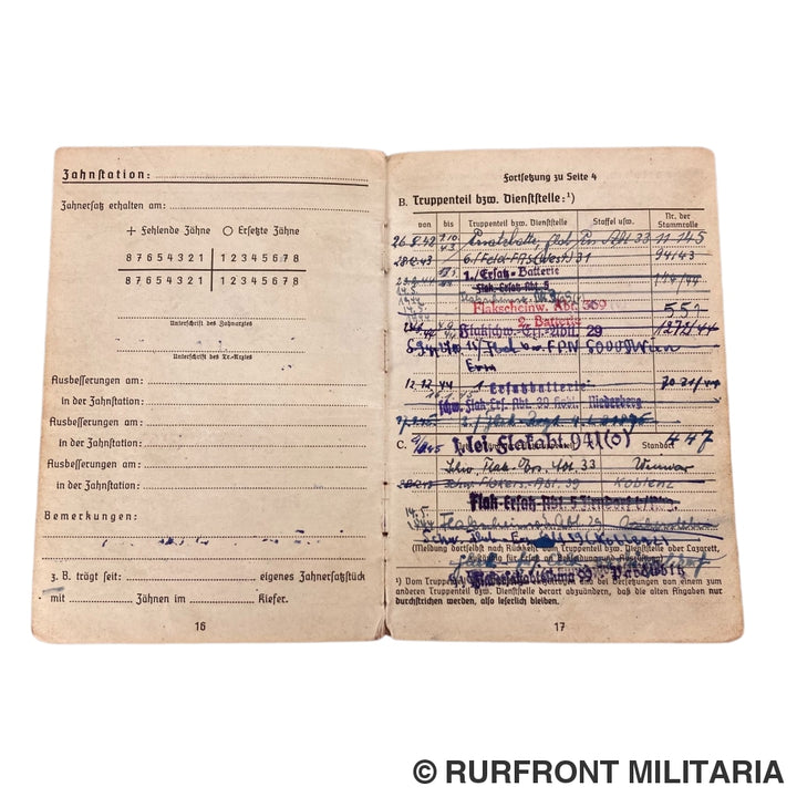 Luftwaffe Soldbuch Kanonier Wilhelm Haase