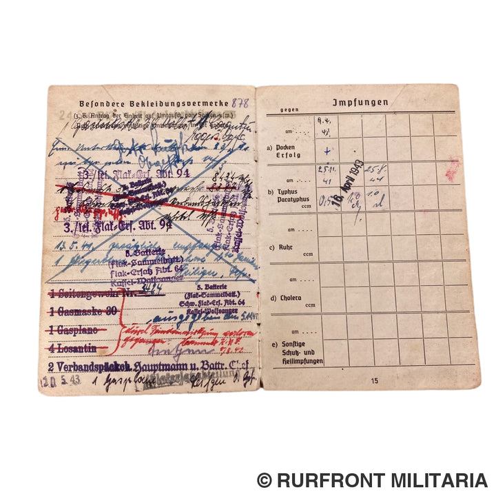 Luftwaffe Soldbuch Kanonier Wilhelm Haase