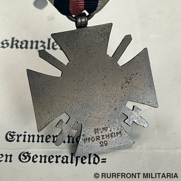 Oorkondeset Met Medailles Wo1 Veteraan Friedrich Heyll