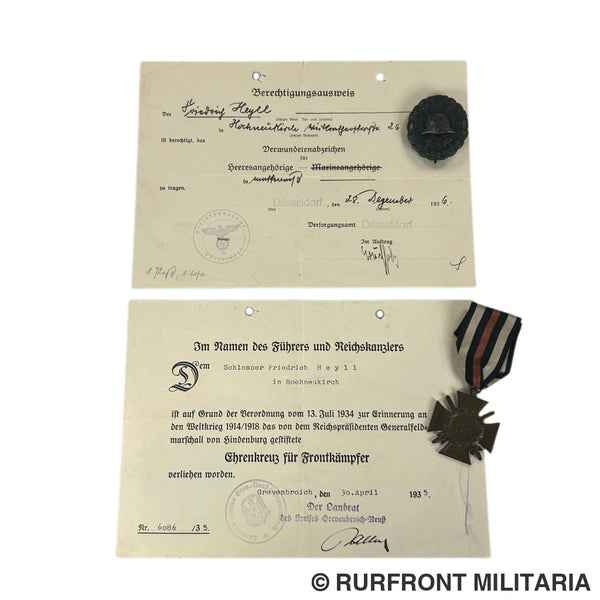 Oorkondeset Met Medailles Wo1 Veteraan Friedrich Heyll Oorkondeset Met Medailles Wo1 Veteraan Friedrich Heyll