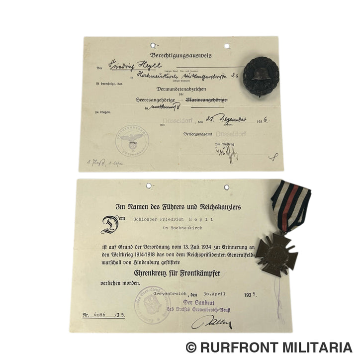 Oorkondeset Met Medailles Wo1 Veteraan Friedrich Heyll