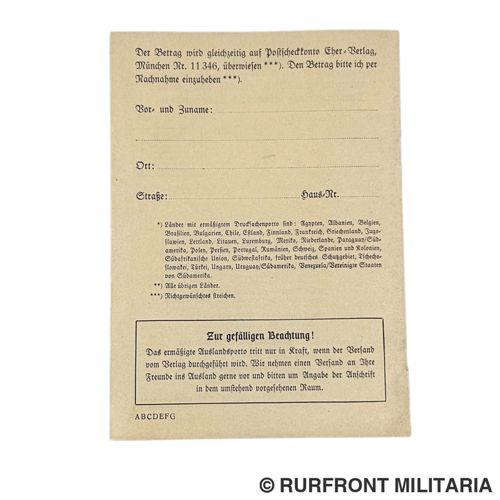 Reclameboekje Eher Verlag München Adolf Hitler