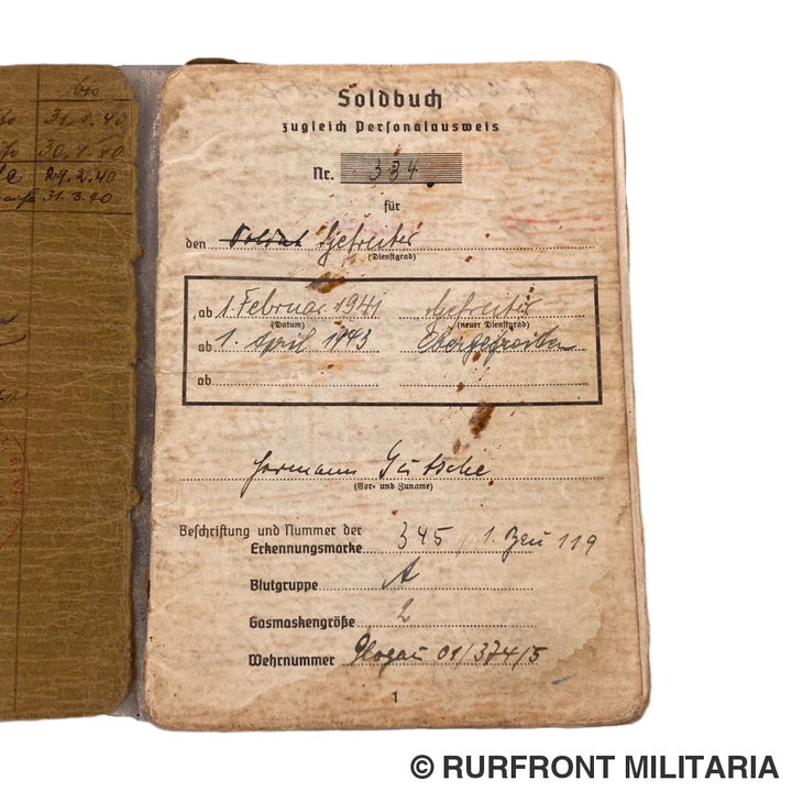 Soldbuch Obergefreiter Hermann Gütsche Metz Kreta