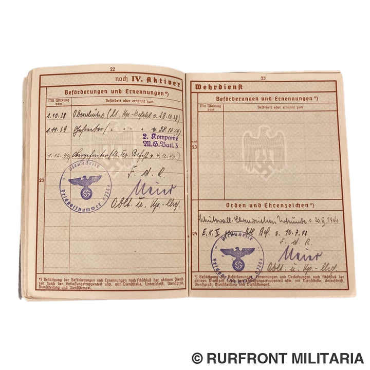 Vroege Wehrpass Obergefreiter Friedrich Herd