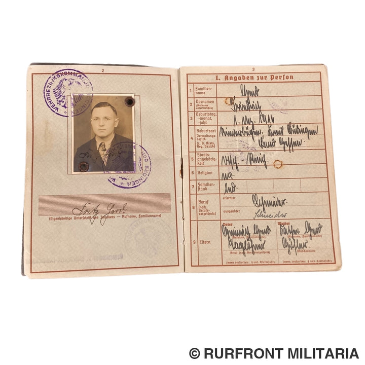 Vroege Wehrpass Obergefreiter Friedrich Herd