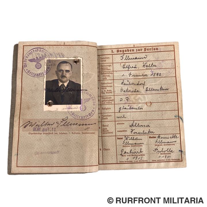 Wehrpass Set Walter Jllmann Wo1 Veteraan