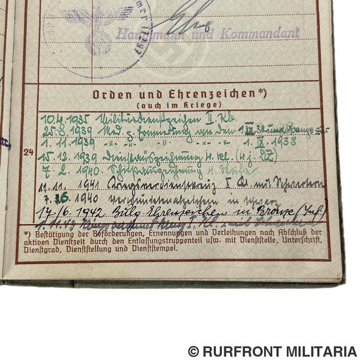 Wehrpass Wehrmacht Artillerie Stabswachtmeister Friedrich Weiß