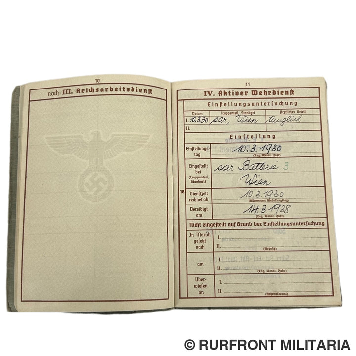 Wehrpass Wehrmacht Artillerie Stabswachtmeister Friedrich Weiß