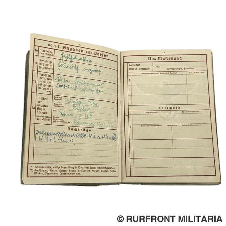 Wehrpass Wehrmacht Artillerie Stabswachtmeister Friedrich Weiß