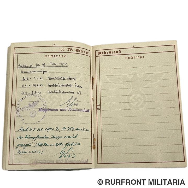 Wehrpass Wehrmacht Artillerie Stabswachtmeister Friedrich Weiß