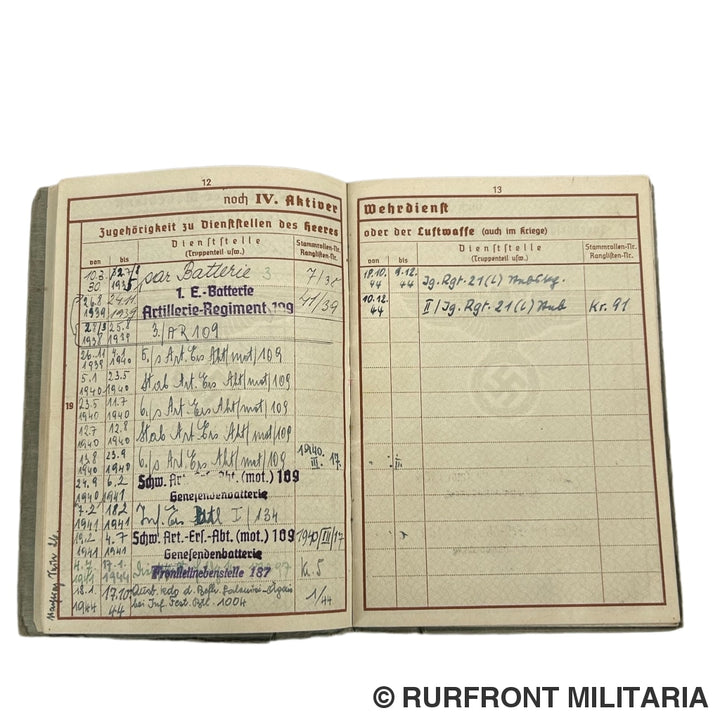 Wehrpass Wehrmacht Artillerie Stabswachtmeister Friedrich Weiß