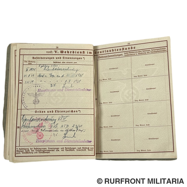 Wehrpass Wehrmacht Artillerie Stabswachtmeister Friedrich Weiß
