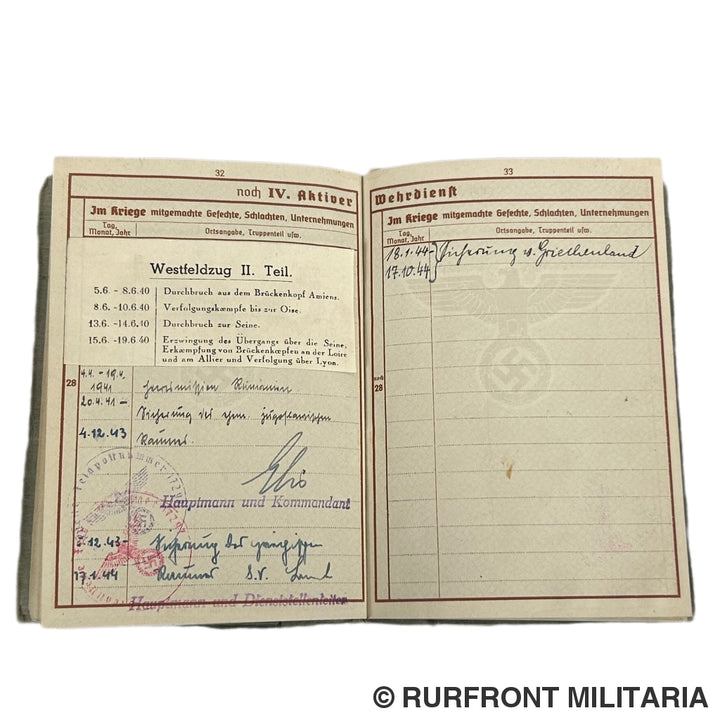Wehrpass Wehrmacht Artillerie Stabswachtmeister Friedrich Weiß