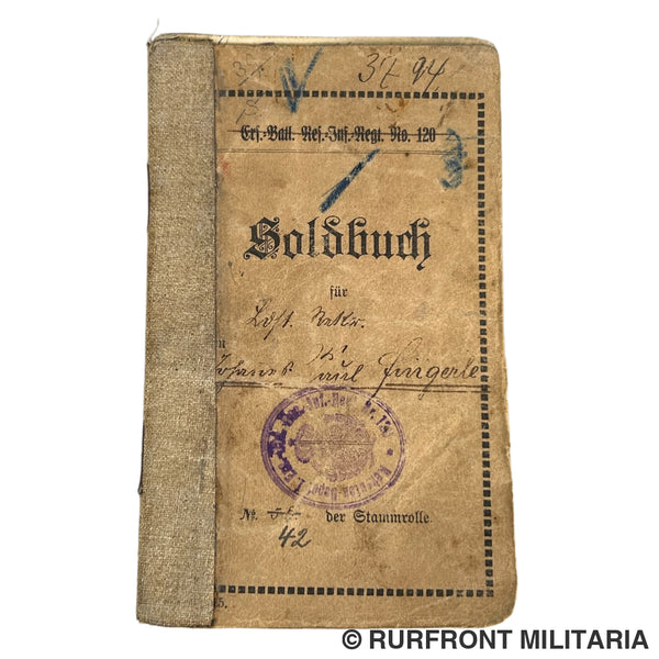 Wo1 Duits soldbuch fliegertruppe Paul Johannes Fingerle Wo1 Duits soldbuch fliegertruppe Paul Johannes Fingerle