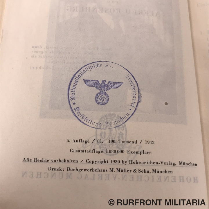 Boek Der Mythus Des 20. Jahrhunderts Alfred Rosenberg Tornisterausgabe Rood.