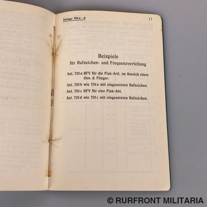Funkvorschrift Der Luftwaffe Heft 7 Funkbetrieb Flakartillerie Kampfgeschwader 53 Legion Condor