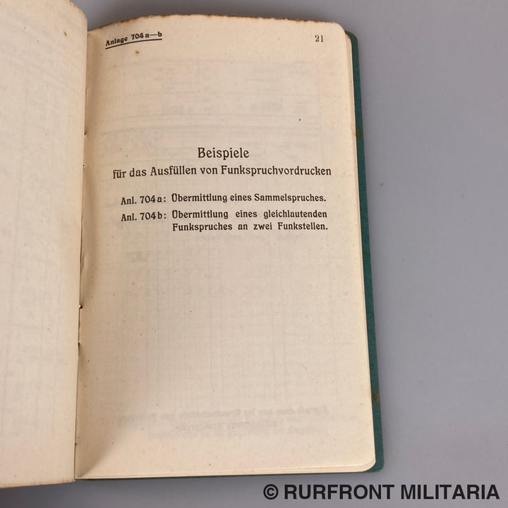 Funkvorschrift Der Luftwaffe Heft 7 Funkbetrieb Flakartillerie Kampfgeschwader 53 Legion Condor