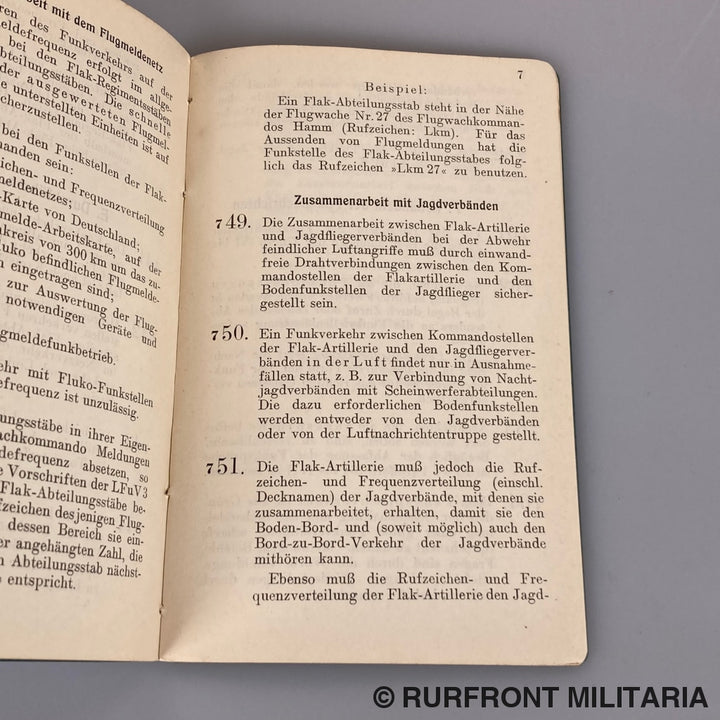 Funkvorschrift Der Luftwaffe Heft 7 Funkbetrieb Flakartillerie Kampfgeschwader 53 Legion Condor