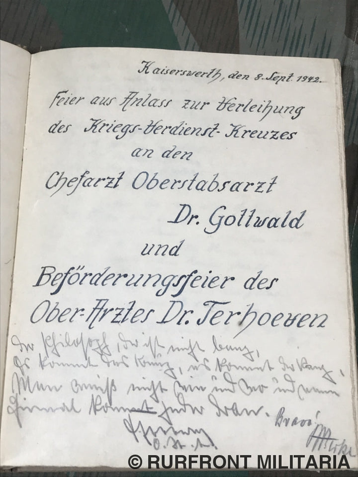 Gastenboek Offizierskasino Reserve Lazarett Kaiserswerth