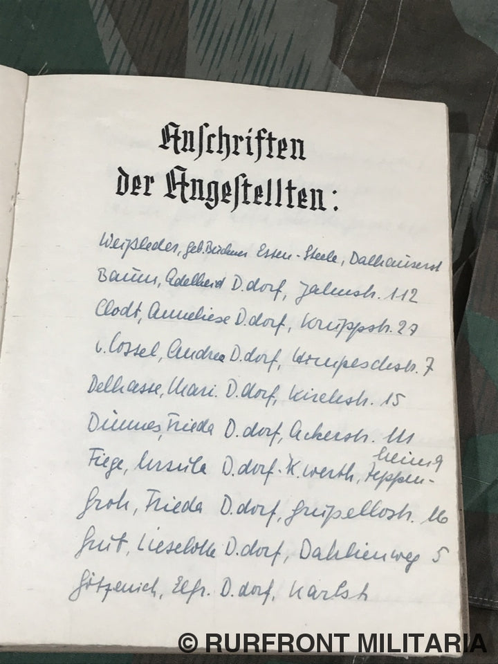 Gastenboek Offizierskasino Reserve Lazarett Kaiserswerth
