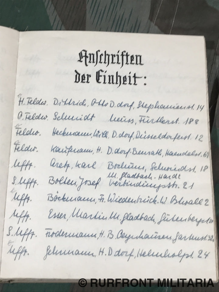Gastenboek Offizierskasino Reserve Lazarett Kaiserswerth