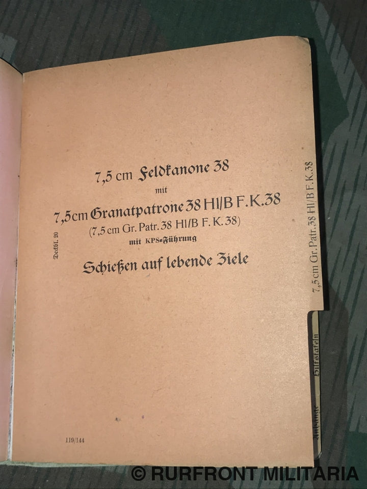 Hdv. 119/144 Schusstafel Für Die 7 5 Cm Feldkanone 38.
