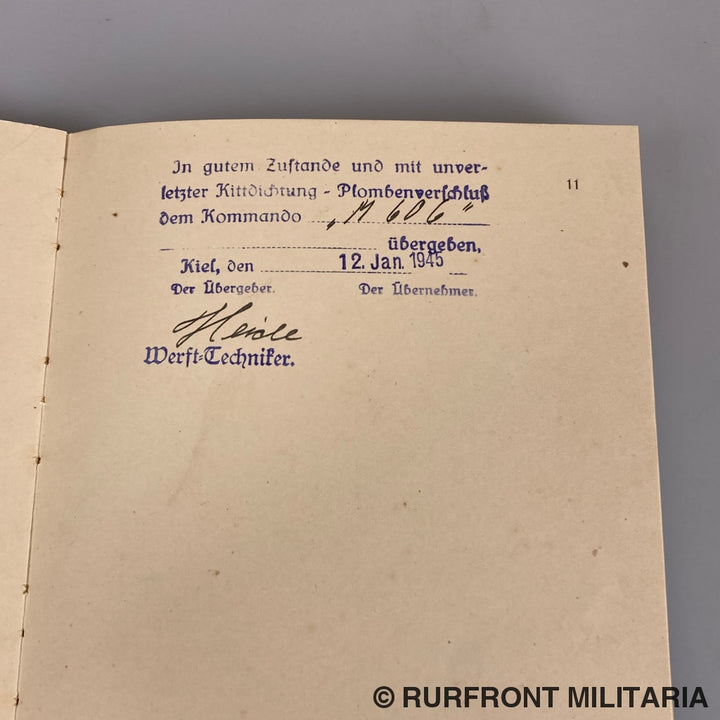 Kriegsmarine Begleitbuch 1 25Rf Minensuchboot 606