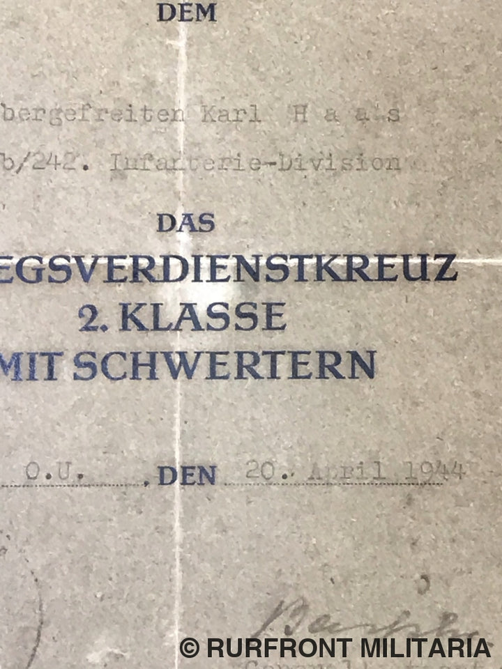 Kriegsverdienstkreuz Ms Matching Set Met Oorkonde