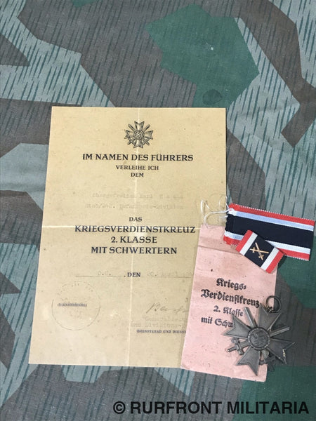 Kriegsverdienstkreuz Ms Matching Set Met Oorkonde Kriegsverdienstkreuz Ms Matching Set Met Oorkonde