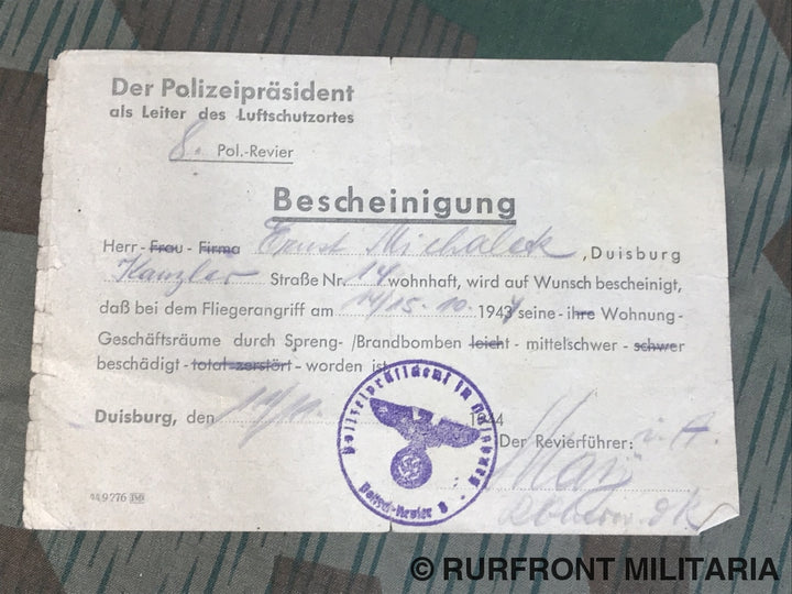 Luftwaffe Papierset Flugleiter Ernst Michalick