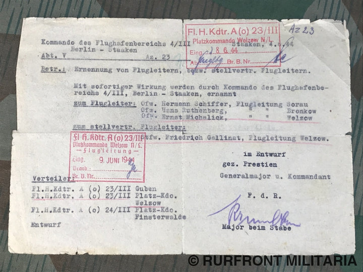 Luftwaffe Papierset Flugleiter Ernst Michalick
