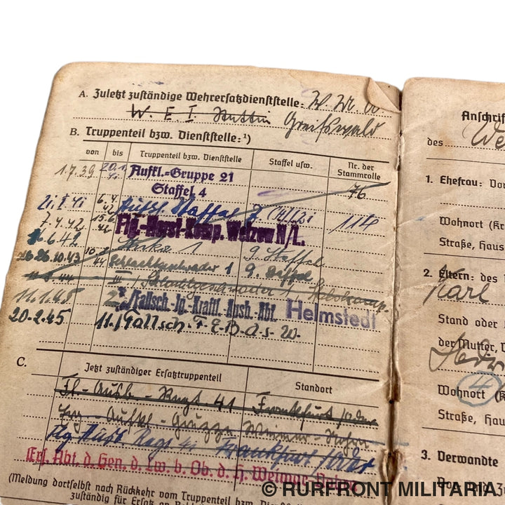 Luftwaffe Soldbuch Officier Werner Blank