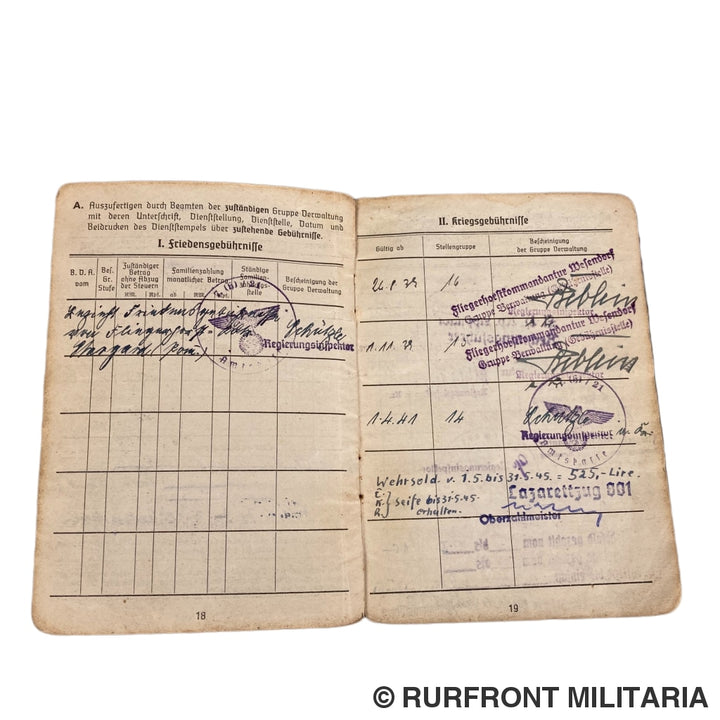 Luftwaffe Soldbuch Officier Werner Blank