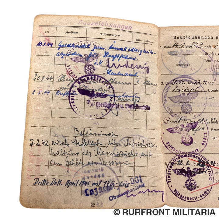 Luftwaffe Soldbuch Officier Werner Blank