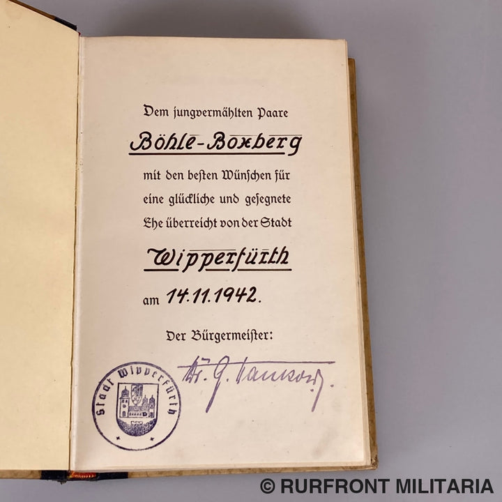 Mein Kampf Hochzeitsausgabe Stad Wipperfürth 1941
