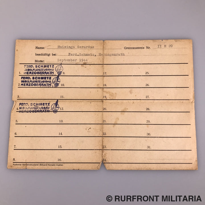 Papierset Arbeitseinsatz Gerardus Huizinga
